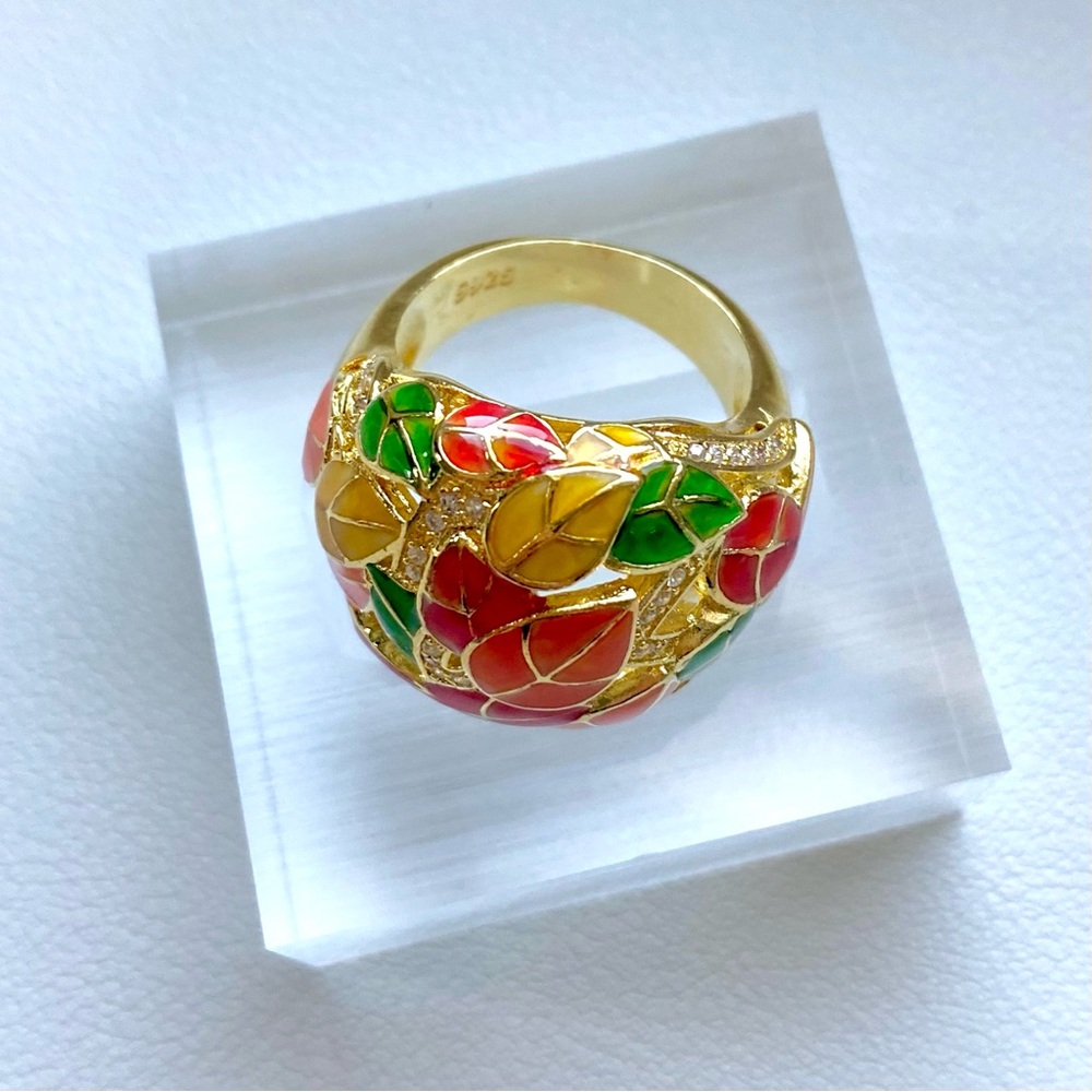 Colorful Leaf Design Ring - Picture 2 of 4